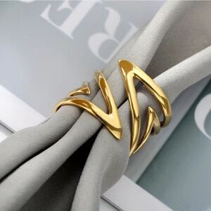 Punk Style Wrap Ring Stainless Steel 18k Gold Plated Adjustable (7 to 9)